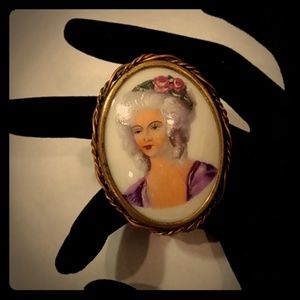 Limoges Hand Painted Portrait Pin